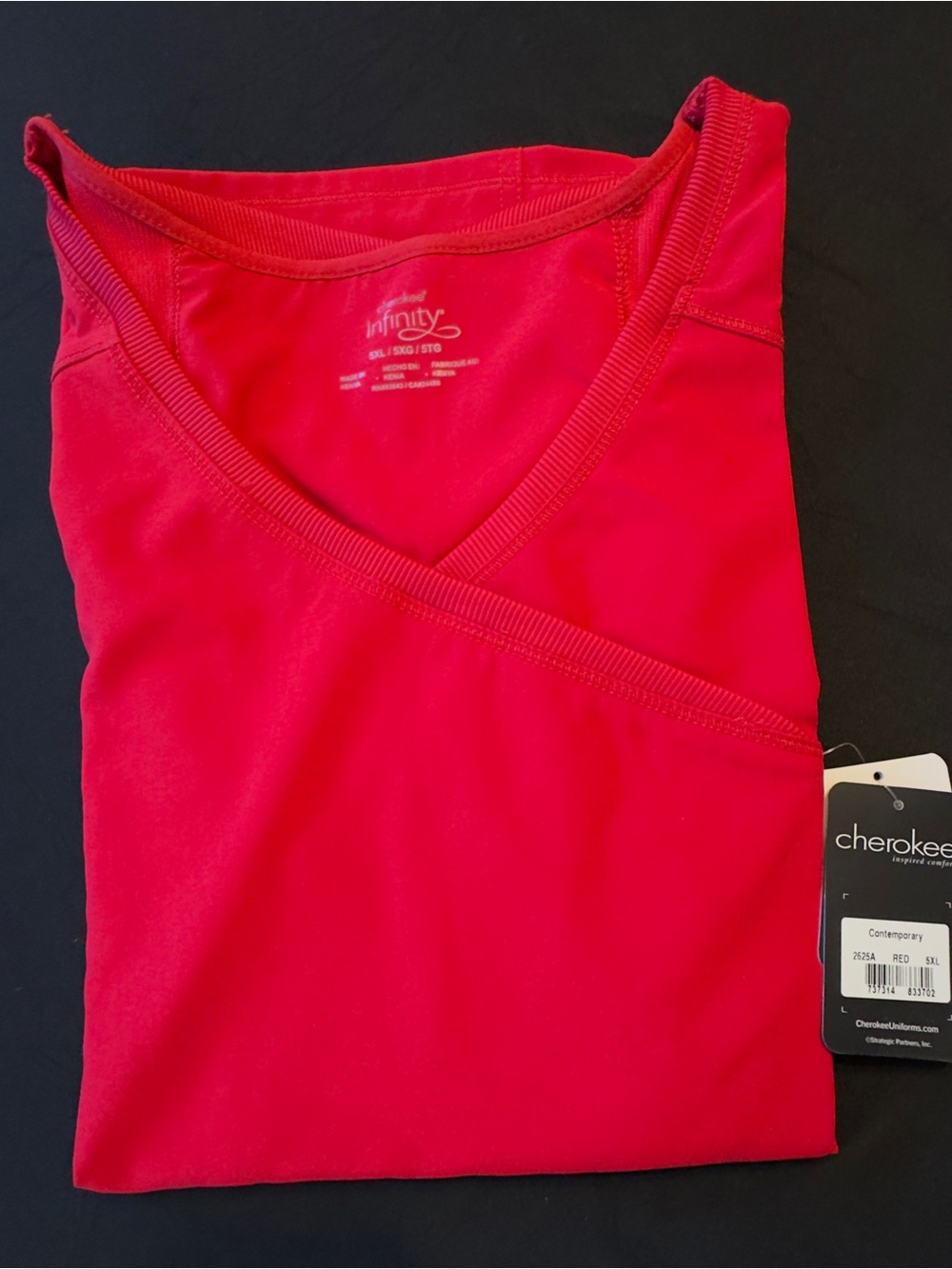 NFINITY Women's Crossover V-Neck Scrub Top in Red
